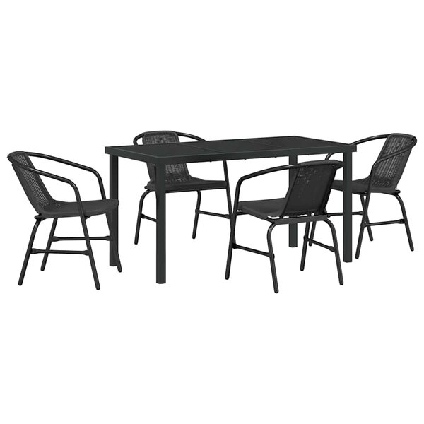 vidaXL Ensemble de salle à manger pour jardin 5 Pièces Noir