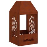 vidaXL Brasero Rouillé 50 x 50 x 100 cm Acier patiné