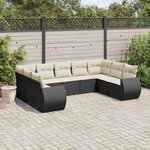 vidaXL Salon de jardin 9 Pièces avec coussins noir résine tressée