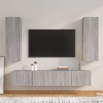 vidaXL Ensemble de meubles TV 4 Pièces Sonoma gris Bois d'ingénierie