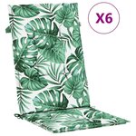 vidaXL Coussins de chaise à dossier haut lot de 6 modèle de feuille