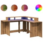 vidaXL Bureau avec lumières LED chêne artisanal bois d'ingénierie