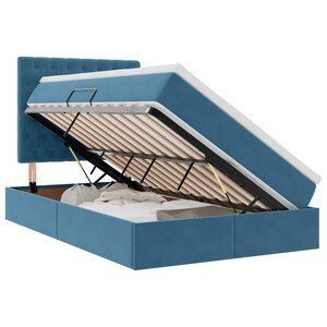 vidaXL Lit avec rangement et matelas Bleu foncé 120 x 200 cm Velours