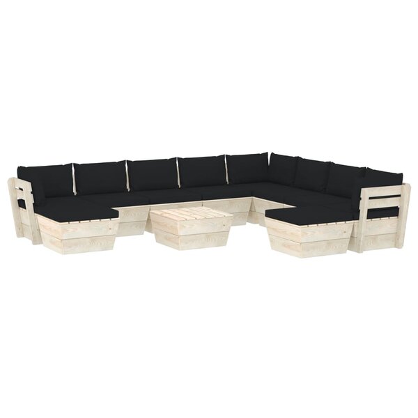 vidaXL Salon de jardin palette 11 Pièces avec coussins Épicéa imprégné