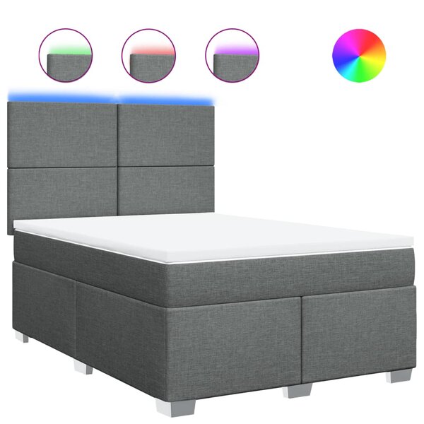 vidaXL Sommier à lattes de lit avec matelas Gris foncé 140x190cm Tissu
