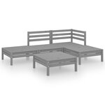 Salon de jardin meuble d'extérieur ensemble de mobilier 5 pièces bois de pin massif gris 02_0016557