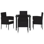 vidaXL Ensemble de salle à manger de jardin 5 pièces avec coussins en rattan poly noir