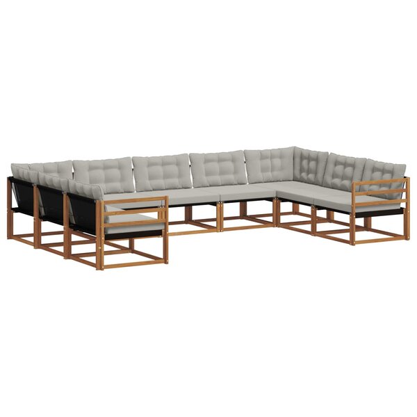 vidaXL Ensemble de canapés d'extérieur 9 Pièces Gris Naturel et Clair
