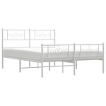 vidaXL Cadre de lit métal sans matelas et pied de lit blanc 150x200 cm