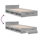 vidaXL Cadre de lit avec tiroir sans matelas sonoma gris 75x190 cm