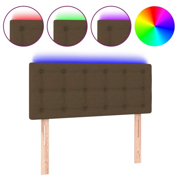 vidaXL Tête de lit à LED Marron Foncé 90x5x78/88 cm Tissu