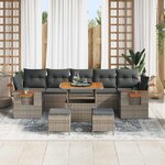 vidaXL Ensemble de canapé de jardin 10 Pièces Gris polyrotin