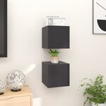 vidaXL Meubles TV muraux 2 Pièces Gris 30 5x30x30 cm