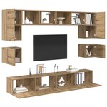 vidaXL Ensemble meuble TV 8 Pièces Chêne artisanal Bois d'ingénierie
