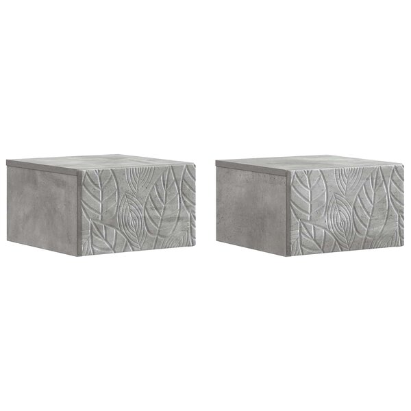 vidaXL Table d'appoint murale 2 Pièces Gris béton 34 5 x 33 x 20 cm