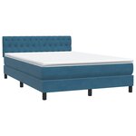 vidaXL Sommier à lattes de lit et matelas et LED bleu foncé 140x210cm velours
