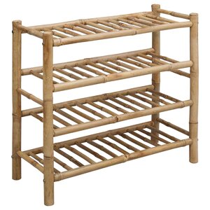 vidaXL Rack à chaussures avec étagère Naturel 68 x 28 x 63 cm Bambou