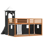 vidaXL Lit superposé sans matelas avec toboggan blanc noir 90x200 cm