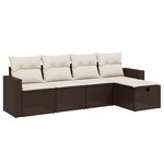 vidaXL Salon de jardin avec coussins 5 Pièces marron résine tressée