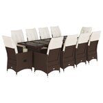 vidaXL Ensemble de bistro de jardin 11 Pièces coussins marron poly rotin