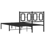 vidaXL Cadre de lit métal avec tête de lit noir 120x200 cm