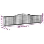 vidaXL Paniers à gabions arqués 4 Pièces 400x50x80/100 cm Fer galvanisé