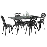 vidaXL Ensemble de salle à manger pour jardin 5 Pièces Noir Aluminium