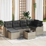 vidaXL Ensemble de canapé de jardin 7 Pièces Gris clair Poly rotin