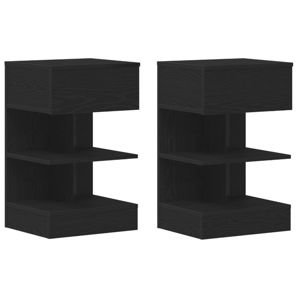 vidaXL Table de chevet 2 Pièces Noir Chêne 40x35x65 cm Bois reconstitué