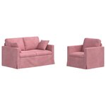 vidaXL Canapé 2 Pièces Rose 138 x 78 x 80 cm Velours