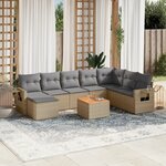vidaXL Salon de jardin avec coussins 9 Pièces beige résine tressée