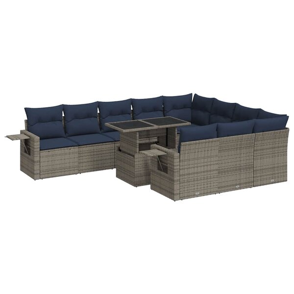 vidaXL Ensemble de canapés de jardin 11 Pièces et coussins rotin acacia