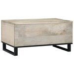 vidaXL Table basse Blanc  Noir 80 x 50 x 40 cm Bois de mangue massif