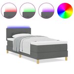vidaXL Lit à ressorts avec matelas et LED gris foncé 90x200 cm tissu