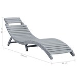 vidaXL Chaise longue avec coussin Gris Bois d'acacia solide