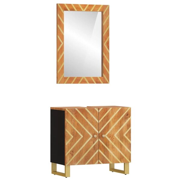 vidaXL Ensemble d'armoires de bain 2 Pièces marron noir bois de manguier