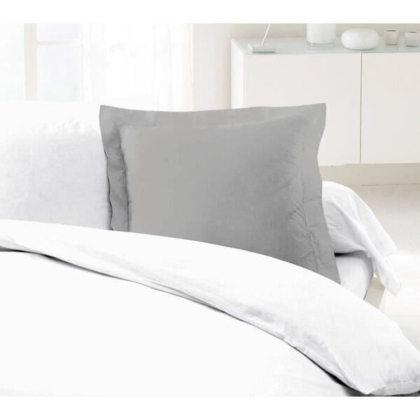 2 Taies d'Oreillers 100  coton 63 x 63 cm - Gris clair