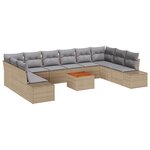 vidaXL Ensemble de Canapé de Jardin 11 pièces avec Coussins Beige Rotin Poly Acacia