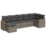vidaXL Salon de jardin avec coussins 7 Pièces gris résine tressée