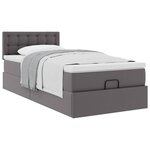 VidaXL Lit ottoman avec matelas gris 100x200 cm similicuir