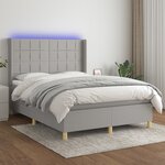 vidaXL Sommier à lattes de lit et matelas et LED Gris clair 140x190 cm