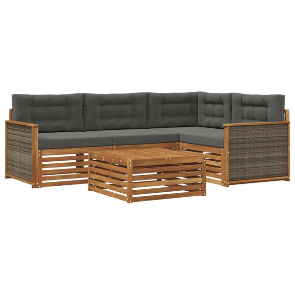 vidaXL Ensemble de canapés d'extérieur 5 pc Naturel et Anthracite