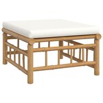 vidaXL Salon de jardin 4 Pièces avec coussins blanc crème bambou