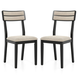 Lot de 2 chaises de salle à manger rembourrées 45 x 51 x 89 cm dossier inclinable moderne ambiance cosy en tissu noir 20_0012437