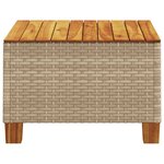vidaXL Table de jardin beige 55x55x36 cm résine tressée et bois acacia
