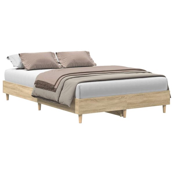 vidaXL Cadre de lit sans matelas chêne sonoma 135x190 cm