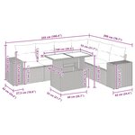 vidaXL Salon de jardin 7 Pièces avec coussins noir résine tressée acacia