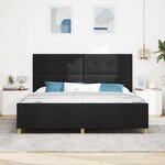 vidaXL Cadre de lit avec tête de lit Noir 200 x 200 cm tissu