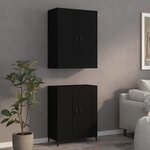 Vidaxl buffet haut noir 70x34x180 cm bois d'ingénierie