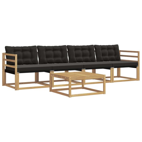 vidaXL Ensemble de canapés d'extérieur 5 pc Blanc et noir